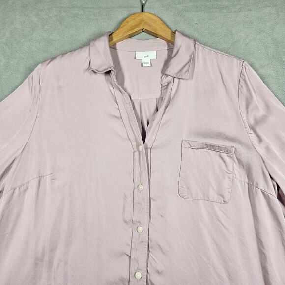 J Jill Blouse Womens Large Modal Satin Button Front Purple Lavender Career Relax - Picture 2 of 14